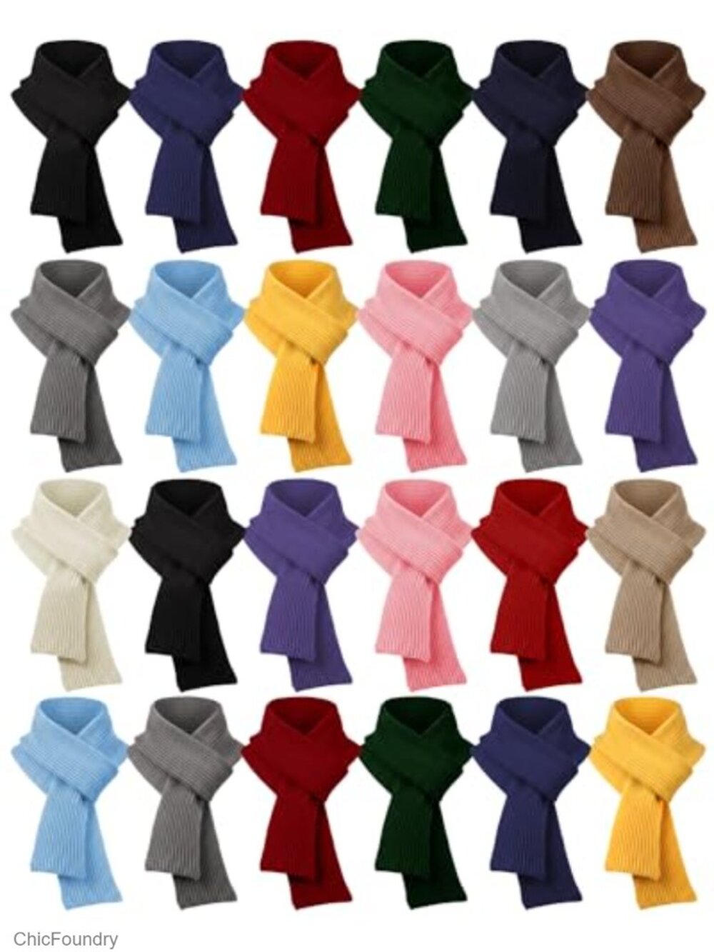 24 Pack Kids Winter Knit Scarves Ribbed Acrylic Boys Girls